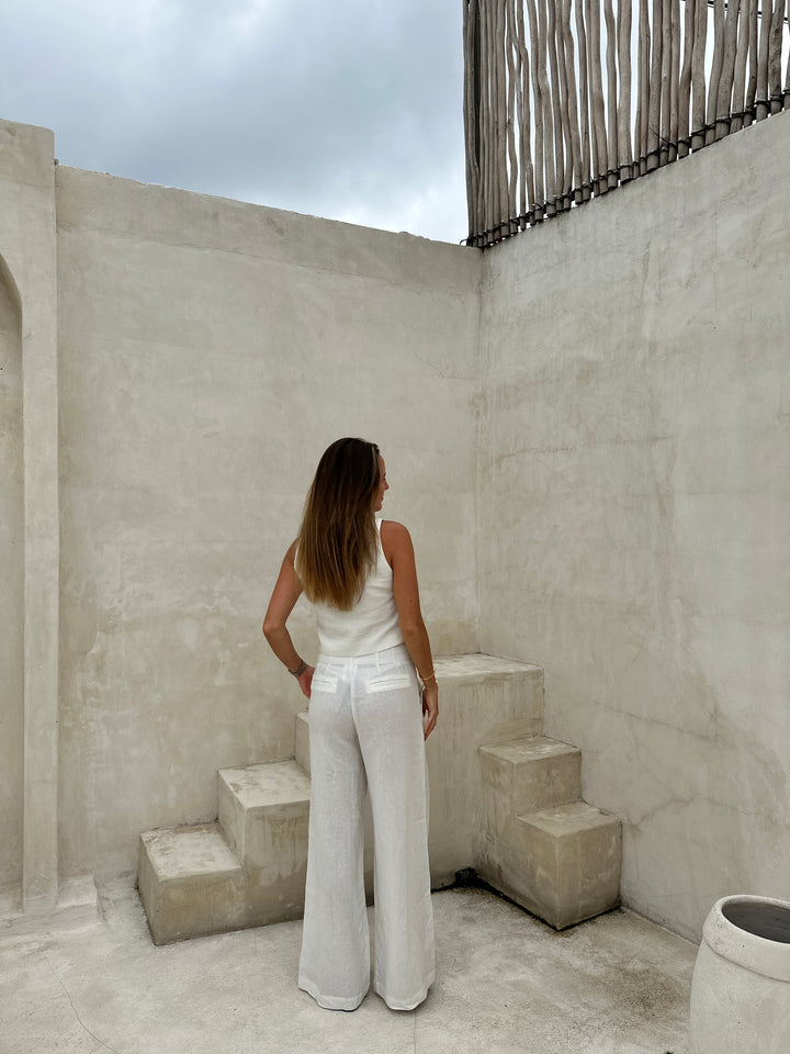 Bali-Leinenweste – Weiß