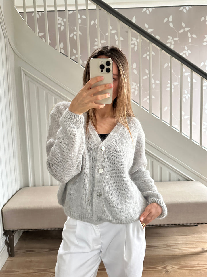 Belle Mohair Cardigan - Light Grey