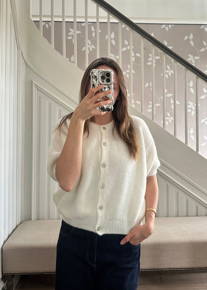 Elina Alpaca Cardigan - White