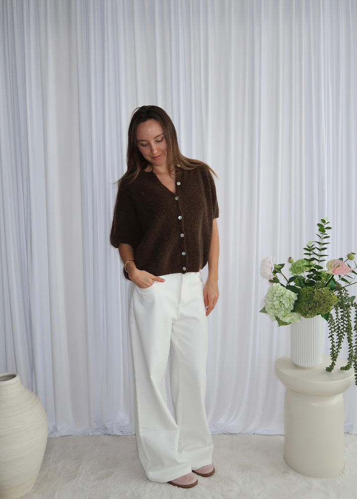 Ellie Alpaca Cardigan - Brown