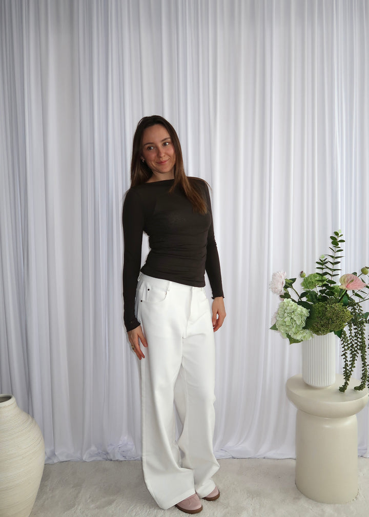 Luna Sheer Blouse - Espresso