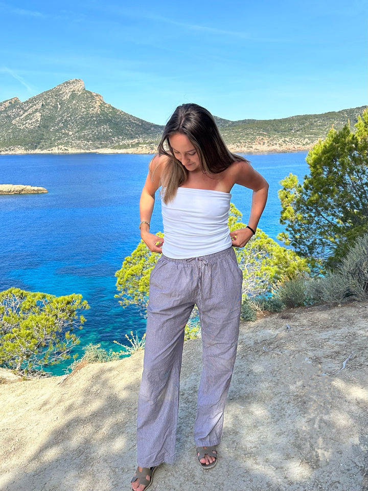 Gestreifte Hose Mokka