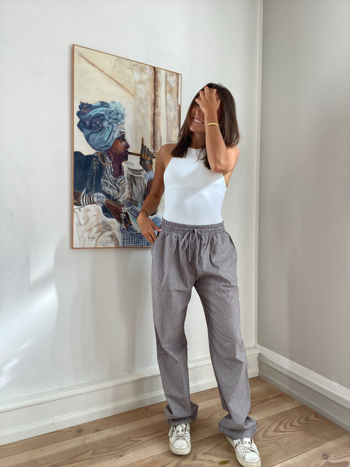 Gestreifte Hose Mokka