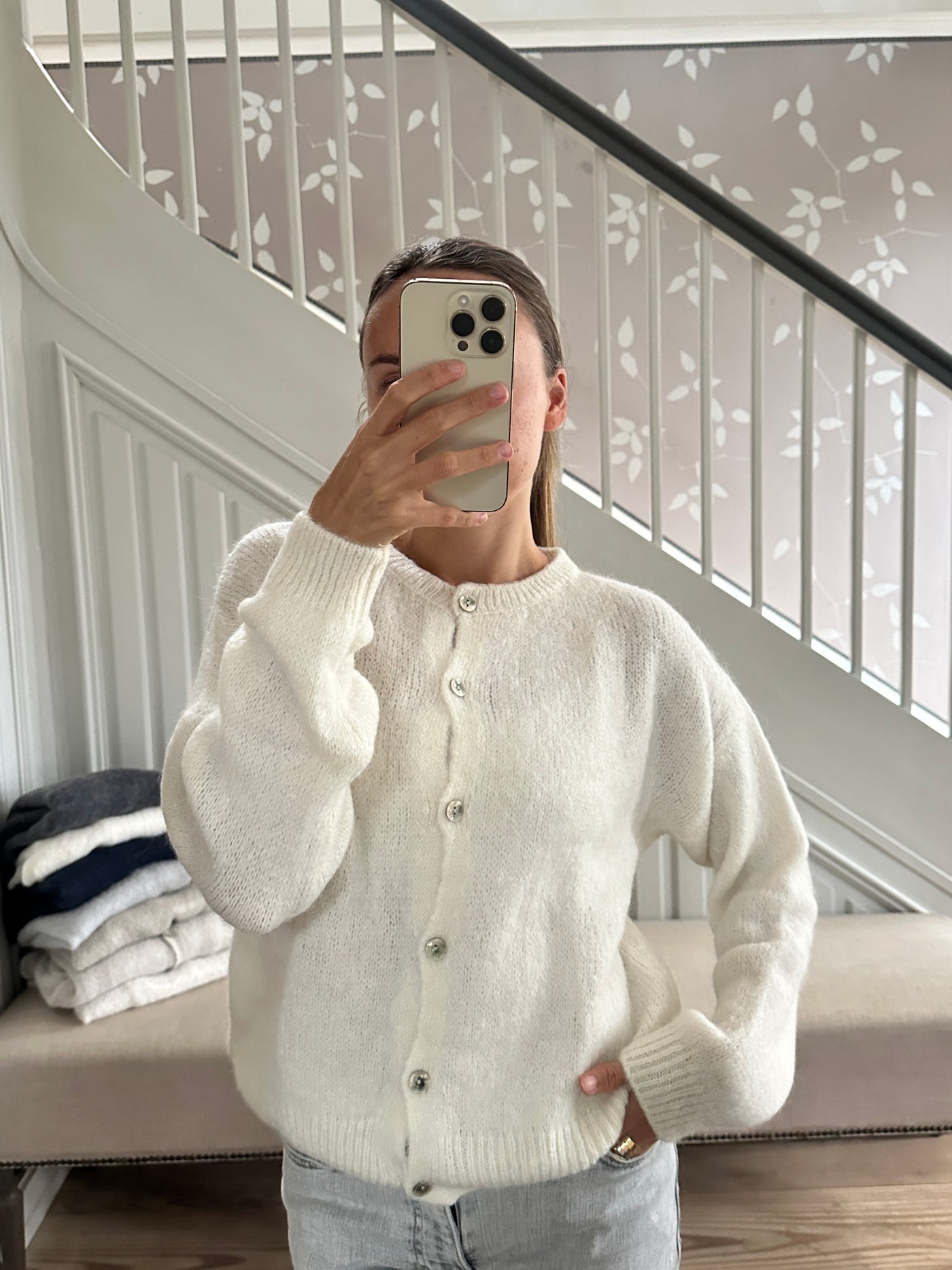 Alpaca cardigan - Hvid